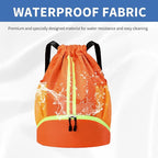 JELUTAR Drawstring Backpack Gym Bag with Shoes Compartment for Soccer, Basketball, Swim, Water-Resistant String Backpack Beach Cinch for Women Men, Orange