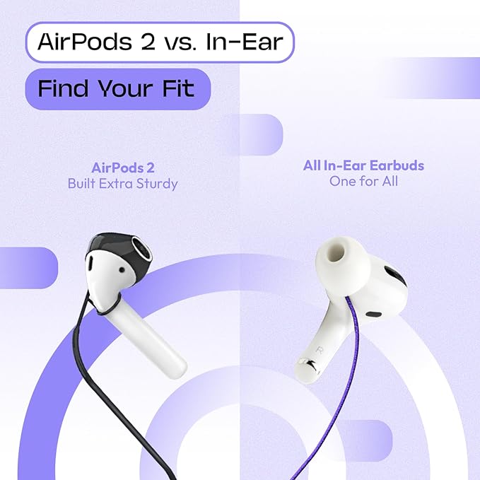 Anti-Lost Strap for Wireless in-Ear Earbuds, New Version Airpods pro Lanyard (Compatible with Earbuds with Ear Tips, Airpods Pro 1 2 3, Sony, Beats, Samsung, Bose) - Purple