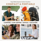i Cafilas Rich Crema Portable Electric Espresso Coffee Maker, Fast self-heating 2 IN 1 Extraction System Espresso Machine,Support Ground Coffee and NS capsule, for Travel,Car,Hiking,Climbing（Black）