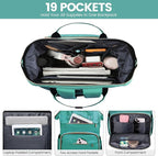 LOVEVOOK Laptop Backpack for Women,18 Inch Professional Womens Travel Backpack Purse Computer Laptop Bag Nurse Teacher Backpack,Waterproof College Work Bags Carry on Back Pack with USB Port,Mint Green