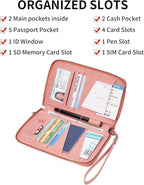 Family Passport Holder Wallet RFID Blocking Zippered Passport Wallet,Women and Men Travel Wallet Ladies Passport Cover