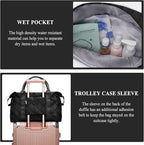 HYC00 Travel Duffel Bag,Carry-on Overnight Weekender Bags for Women,Sports Tote Gym Bag with Wet Pocket