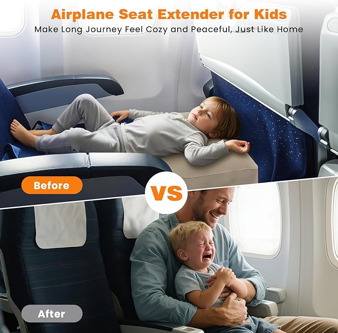Inflatable Foot Rest Pillow for Travel, 5 Height Adjustable Leg Rest Pillow for Economy Class, Car, Office and Homes