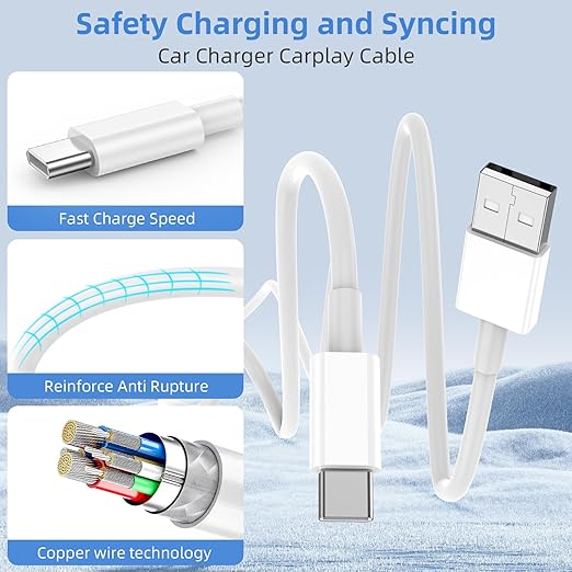 2Pack 3FT USB A to USB C Cable for iPhone 17 16 15 Charger Cord, for Apple 17 16 15/Pro/Pro Max/Plus Type C Cord, for iPad Pro 12.9/11, Air 5th/4th Gen, Car Charger Carplay Charging Cable