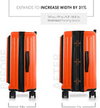 22 Inch Carry On Luggage 22x14x9 Airline Approved, Carry On Suitcase with Wheels, Hard-shell Carry-on Luggage, Orange Small Suitcase, Hardside Luggage Carry On with Cosmetic Carry On Bag