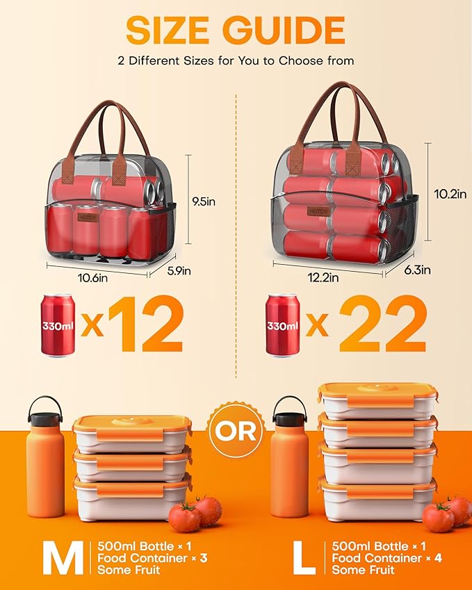 HOTOR Lunch Bag for Women & Men - Wear-Resistant Insulated Lunch Box with Large Capacity, Multi-Functional Cooler Bag for Office, Picnic, Green and White Stripes, 10L,10.60" x 5.90" x 9.50"