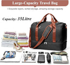 Travel Duffel Bag for Women, Carry-on Overnight Weekender Bags with Wet Pocket, For Spirit Airlines 18x14x8 Personal Item Bag,Small,Black & Brown