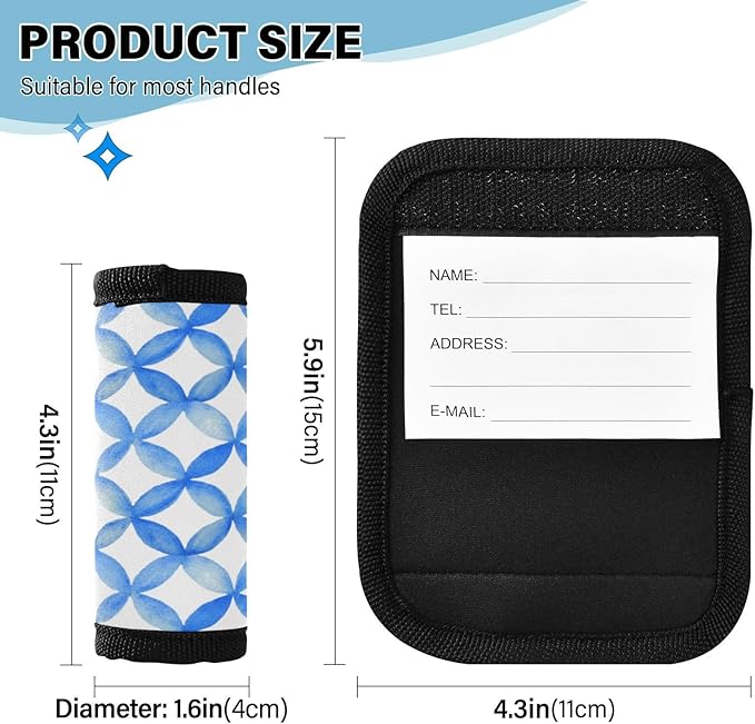 4Pcs Luggage Handle Wrap Suitcase Identifier Handle Covers Tags Soft Travel Bags Luggage Handle Gripper Accessories for Airplane Flying Blue Circle