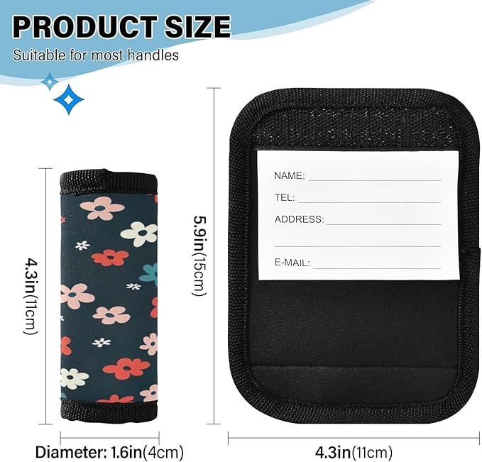 Qilmy Fresh Style Floral Fragments Luggage Handle Wrap 4Pack Luggage Identifiers Tag Comfort Handle Grips Cover for Stroller Suitcase Bag Airplane Travel Accessories1578