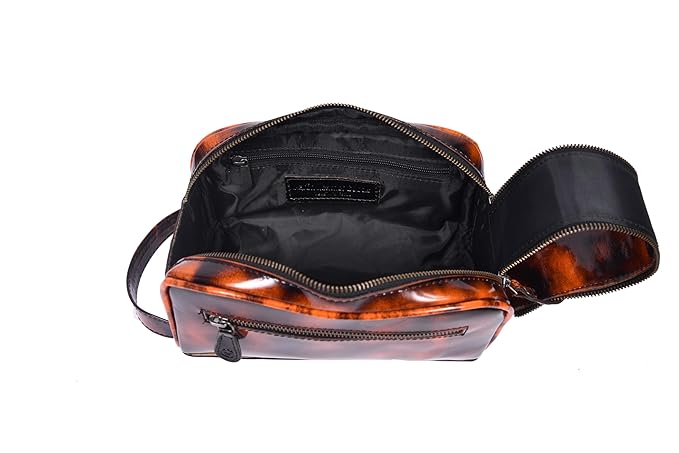 10" Premium Leather Toiletry Travel Pouch With Waterproof Lining | King-Size Handcrafted Vintage Dopp kit By Aaron Leather Goods (Canary Brown)