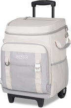 INSMEER Cooler with Wheels and Handle, 80 Cans/50L Rolling Cooler, Portable Soft Sided Cooler with Wheel, 2-in-1 Collapsible Trolley Cart, Large Coolerbag for Grocery Shopping