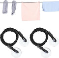 2 Pieces Travel Clothesline Portable Retractable Clothesline with Hooks and Suction Cups Camping Accessories Cruise Essentials for Outdoor and Indoor Use (Black)