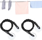 2 Pieces Travel Clothesline Portable Retractable Clothesline with Hooks and Suction Cups Camping Accessories Cruise Essentials for Outdoor and Indoor Use (Black)