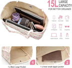 Long Keeper Corduroy Tote Bag for Women Girl Cute Large Tote Purse Reusable Canvas Shoulder Bag Handbag for Work Travel Gym