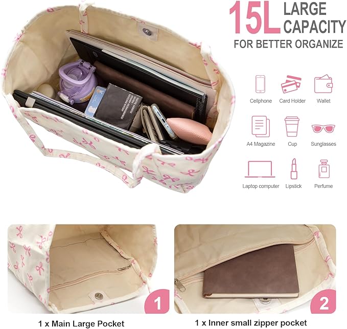 Long Keeper Corduroy Tote Bag for Women Girl Cute Large Tote Purse Reusable Canvas Shoulder Bag Handbag for Work Travel Gym
