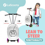 Lascoota Foldable Ride-On Suitcase - Lightweight Luggage with Easy-Glide Wheels - LED Lights for Kid Suitcase - Foldable Luggage Converts to Ride-On - Video Game, Unisex Child, 12.75 x 20.6 x 10.6 in