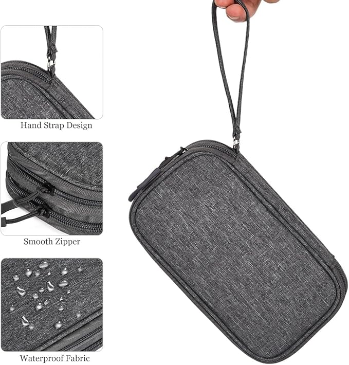 CAOODKDK Electronic Organizer Travel Cable Accessories Bag, Electronic Organizer Case, Waterproof Electronic Accessories Organizer Bag for Power Bank, Charging Cords, USB Cable (Dark Gray)