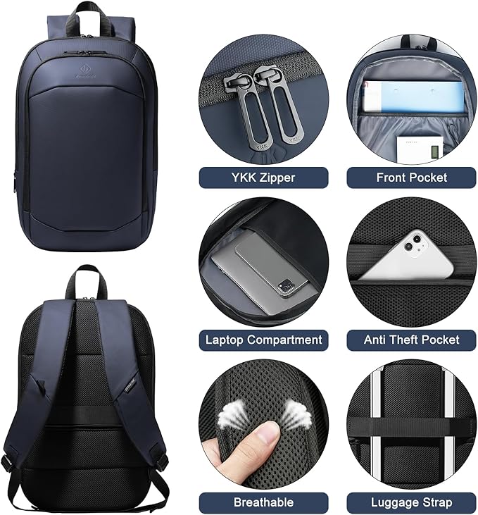 Business Backpack 17 Inch Slim Expandable Waterproof Travel Laptop Backpacks with USB Charger Port Anti-Theft Lightweight Large Work Computer Bag College Laptop Backpacks Gifts for Men Women,Dark Blue