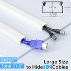 Delamu Cord Hider, 31.5in Cord Covers for Wires on Wall, Paintable Cable Hider, Easy to Use Wire Covers for Cords, Wire Hiders for TV on Wall, Cable Cover Cable Management, W0.59in H0.40in