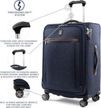 Travelpro Platinum Elite Softside Expandable Checked Luggage, 8 Wheel Spinner Suitcase, TSA Lock, Men and Women, True Navy Blue, Checked Medium 25-Inch