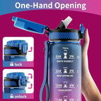 QLUR Water Bottle with Straw, 27oz Motivational Water Bottles with Time Marker to Drink, Tritan BPA Free, 750ml Sports Water Bottle with Carry Strap LeakProof for School Fitness Outdoor (1Pack)