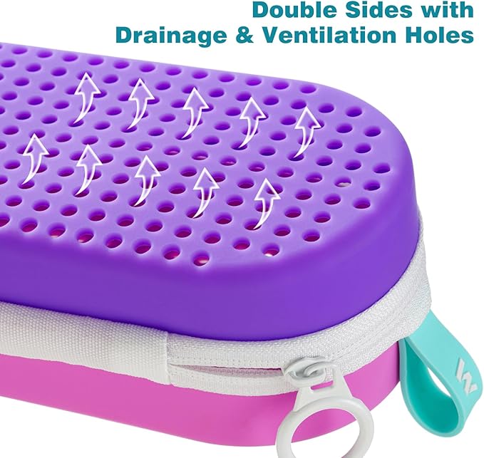 Swim Goggle Case For Swimming Goggles, Swimmer Gifts for Kids Teens Adults, Silicone Cases with Drain Hole