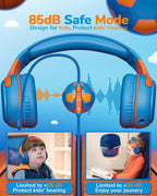 awatrue 2PCS Kids Headphones for School Travel, 85/94dB Safe Volume Limit, 3.5mm Jack, HD Mic, Portable Wired Headphone with Shareport, Stereo Sound On-Ear Headphones for Toddler Kids Girls Boys
