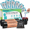 oceanengine Portable Toilet Bags Poo Gel Set, 8 Gallon Camping Toilet Bags with Portable Toilet Absorbent Gel, Compostable Portable Potty Bags for Camping Outdoor Hiking