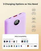 Small Portable Charger 10000mAh, Mini Power Bank with LED Display, 20W Fast Charging USB-C Battery Pack, Compact Travel Charger Compatible with iPhone 17/16/15/14, Android, etc