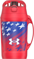 Under Armour Insulated Water Bottle with Handle & Fence Hook, Half Gallon Sports Water Jug, Leak-Resistant & BPA-Free for Baseball, Football & Gym - Red Americana, 64oz