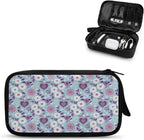 White Flowers Travel Cord Organizer Case Cord Organizer Travel Large Storage Bag holds Phone Power Bank SD Card Tech Accessory Electronic Accessories Carry Case