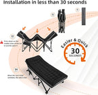 Fragess Portable Camping Cot, Sleeping Cots for Adults, 28" Extra Wide Heavy Duty Folding Cot Max Load 600LBS with Thick Mattress, Portable Camping Bed for Outdoor Camp/Office, Home Nap (Black)