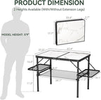 Titanker Folding Camping Table 3ft, Folding Picnic Table, Large Camp Table Portable with Extra Side Racks & Storage Net, Outdoor Patio Table, RV/Car Camping Essentials, Aluminum Light & Solid