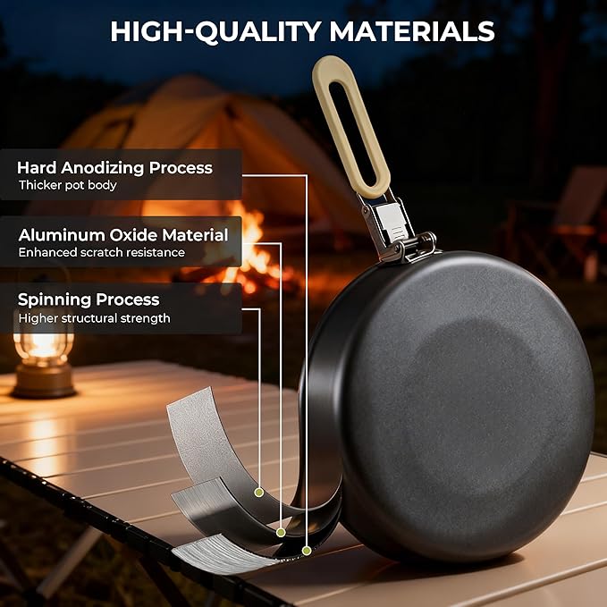 Alocs Camping Cookware Set - Lightweight Camping Pots and Pans - Portable Outdoor Cookware with Kettle - Camping Cookware Mess Kit for 2