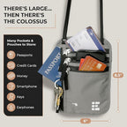 Neck Wallet for Travel & Passport Holder with RFID Blocking - Slim & Easy to Conceal Nylon Travel Pouch for men & women - Holds Phone, Cash, Cards, Keys - Sweat & Water Resistant - XLarge - Light Grey