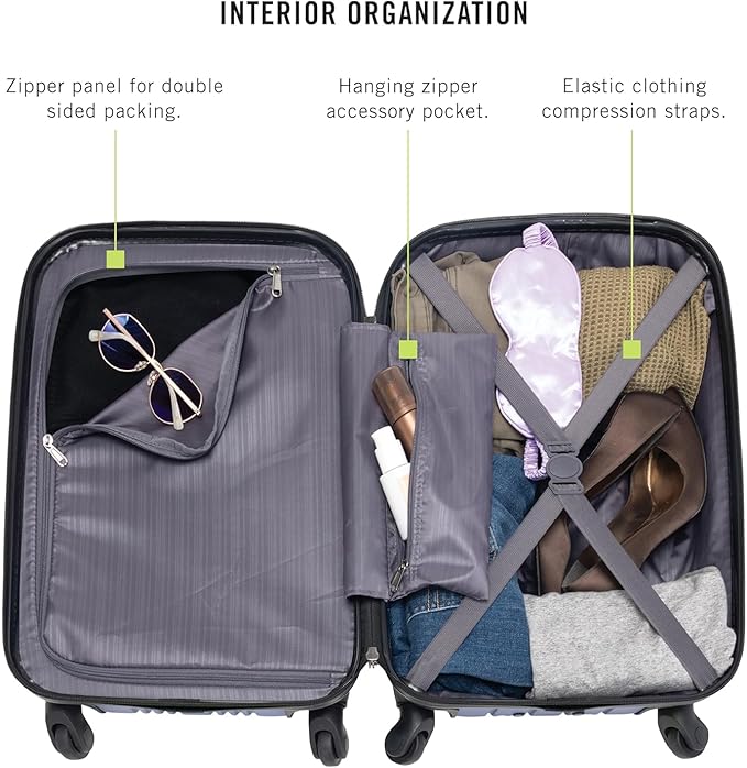 Kenneth Cole REACTION Out of Bounds Lightweight Hardshell 4-Wheel Spinner Luggage, Rose Gold, 20-Inch Carry On