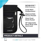 Lewis N. Clark Rfid Blocking Stash Neck Wallet, Travel Neck Pouch + Passport Holder for Women & Men - Black