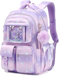 PIG PIG GIRL Kids Backpack for Girls - School Bags for Middle School Students - Book Bag for Elementary Primary - Kawaii Ita Backpack - Purple Shell