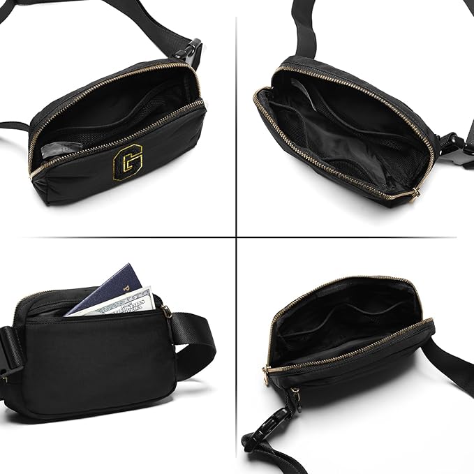 Gitus Belt Bag Fanny Pack Crossbody Bags with Initial Letter Patch Gifts for Wife Older Women Mother Coworker Bridesmaid Anniversary Travel Gifts Beach Gifts (Black-G)