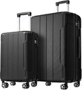 2 Piece Luggage Set, Hardside Suitcase with Spinner Wheels, TSA Lock & Expandable Hard Shell, Carry on and Checked Luggage for Travel, Maletas de Viaje for Men & Women (Black, 20+28Inch)