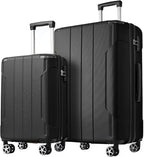 2 Piece Luggage Set, Hardside Suitcase with Spinner Wheels, TSA Lock & Expandable Hard Shell, Carry on and Checked Luggage for Travel, Maletas de Viaje for Men & Women (Black, 20+28Inch)