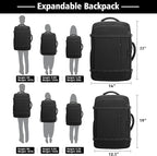 Roomy Carry On Backpack, Expandable Large Capacity Travel Backpack 1-7 Days with LifetimeWarranty,Fits18.4" Laptop,Water Resistant Anti Theft Carry on Laptop Backpack for Men Women,Flight Travel,Black