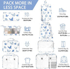 KPX 8 Set Packing Cubes for Travel, Luggage Packing Organizers Accessories Large Toiletries Bag for Clothes Shoes Cosmetics (8Set-Butterfly)