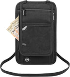 Travel Neck Wallet with RFID Blocking Passport Holder, RFID Blocking Stash Neck Wallet, Neck Storage Bag for Keeping Credit Cards & Travel Documents Safe & Small Change (Black)