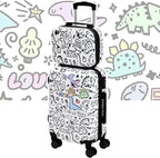 smilesun 14" & 20" Kids DIY Coloring Luggage Set, 2PCS Carry-On Durable Suitcase with Wipe-Clean Shell, Spinner Wheels, TSA Lock