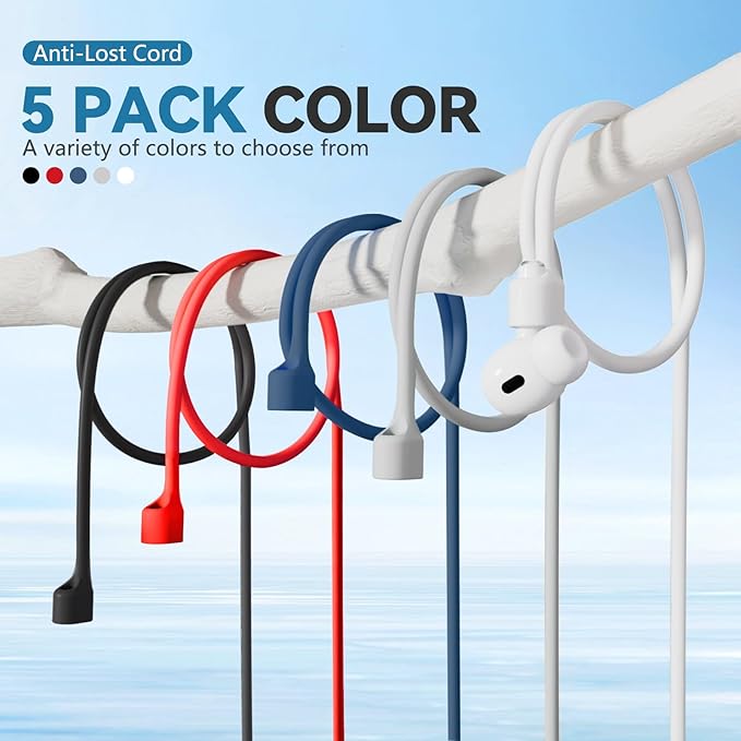 5 Pack Ultra Strong Magnetic AirPods Pro Straps, Anti-Lost Neck Cord for AirPods Pro 3 2025 ,AirPods 4th, AirPods Pro 2nd/1st, AirPod 3rd, AirPod 2nd/1st - 5 Pcs Silicone Sports Lanyard and 2 Ear Hook