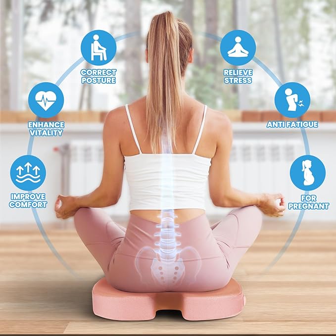 TushGuard Seat Cushion, Office Chair Cushions, Car Seat Cushion, Non-Slip Sciatica & Back Coccyx Tailbone Pain Relief Chair Pad, Memory Foam Butt Pillow for Computer Desk, Office Chair(Pink, XXL)