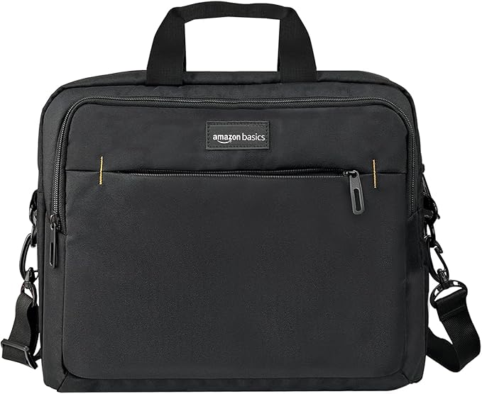 Amazon Basics Laptop Carrying Case with Shoulder Strap and Handle, Large Capacity, Black, 15.6 in (Pack of 6)