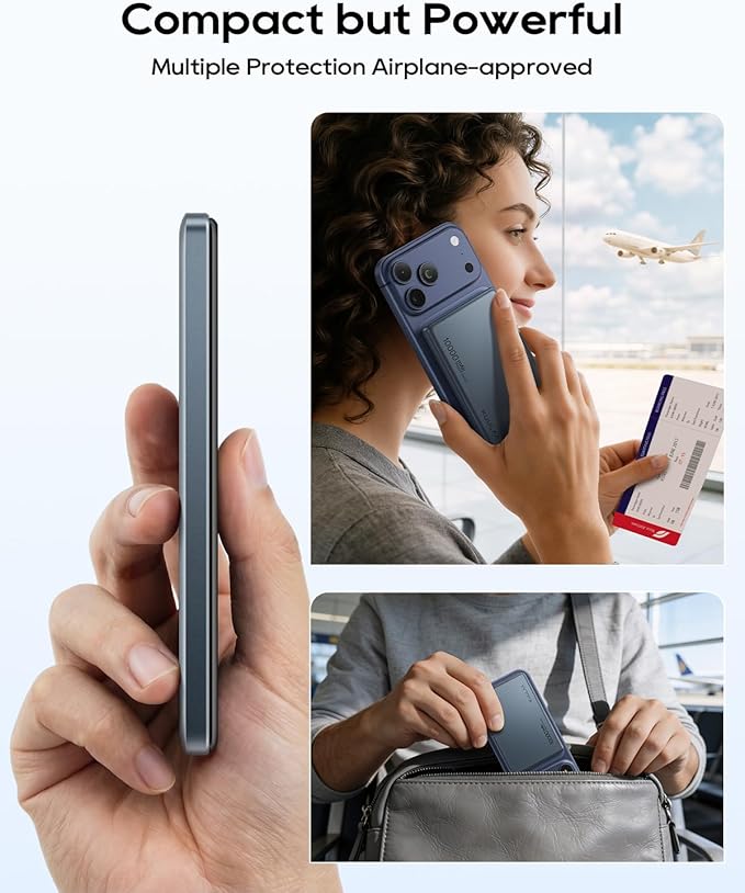 Kuulaa Magsafe Battery Pack 0.47'' 10000mAh Slim Magnetic Portable Charger Power Bank Support USB C PD 20W Fast Charging, Compatible with iPhone 16 Pro Max/15/14/13/12 Mini