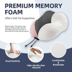 Travel Pillow with Extra Large Hood for Airplane Long Flights Privacy and Comfort Memory Foam with Velvet Cover for Road Trip Head&Neck Support for Plane Office Cars Sleeping & Rest (Pink)